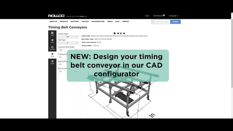 Rollco esittelee uuden CAD-konfiguraattorin hammashihnakuljettimille