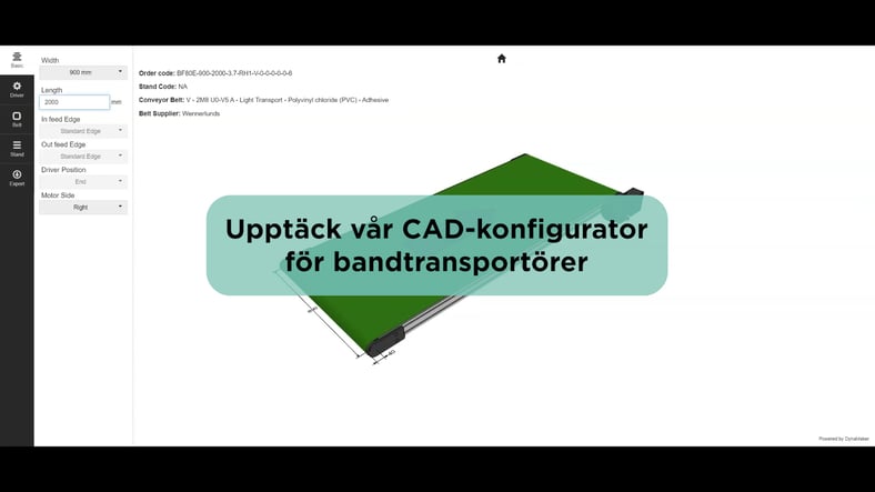 Suunnittele hihnakuljettimesi verkossa CAD-konfiguraattorissamme